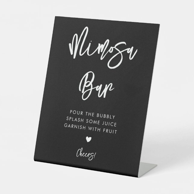 Signe De Table Bar à Mimosa noir contemporain moderne (Recto)