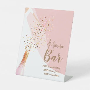 Signe De Table Bar à Mimosa pour la Mariée Rose Pâle