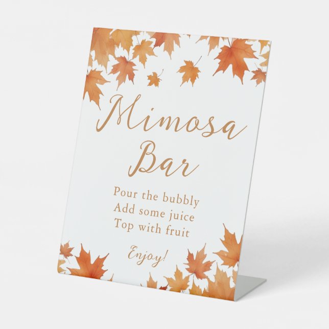 Signe De Table Bar à Mimosa pour Mariage d'Automne (Recto)