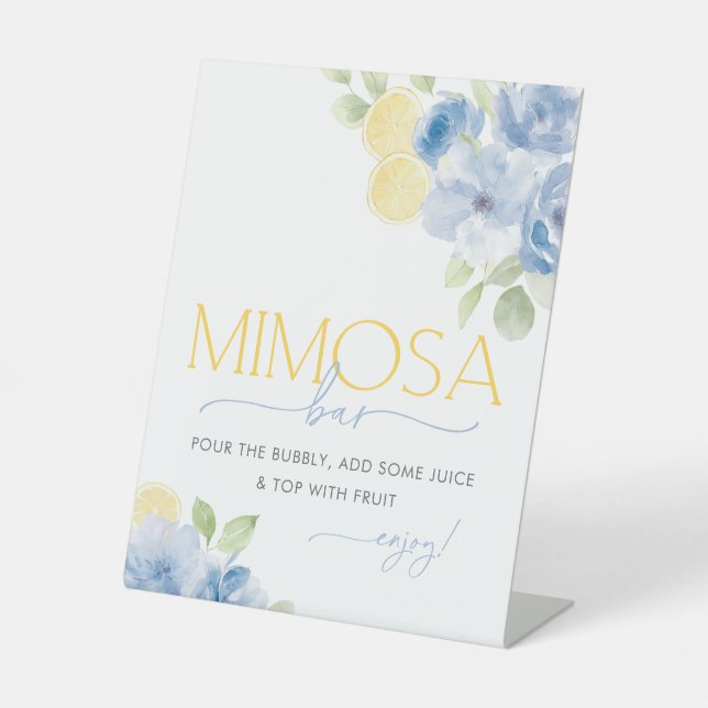 Signe De Table Bar à Mimosa pour Mariage Floral Bleu : Le Coup de (Recto)