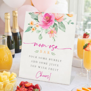 Signe De Table Bar à Mimosas Fleuris Aquarelle pour Baby Shower M
