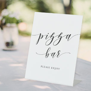 Signe De Table Bar à pizza de mariage en calligraphie moderne