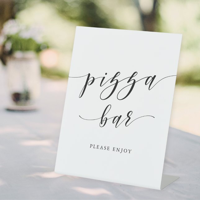 Signe De Table Bar à pizza de mariage en calligraphie moderne (Créateur téléchargé)