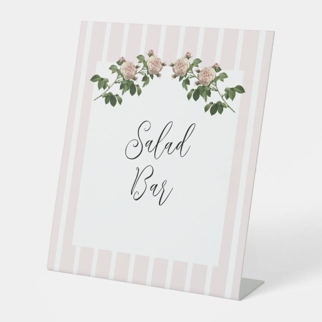 Signe De Table Bar à salade romantique Mariage rose doux (Recto)