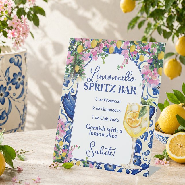 Signe De Table Bar à Spritz au Limoncello Réception de mariage it (Custom Limoncello Spritz Sign)