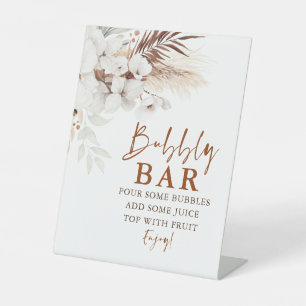 Signe De Table Bar Bubbly en terre cuite et fleurs blanches