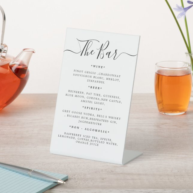 Signe De Table Bar de boissons de mariage Réception (In SItu)
