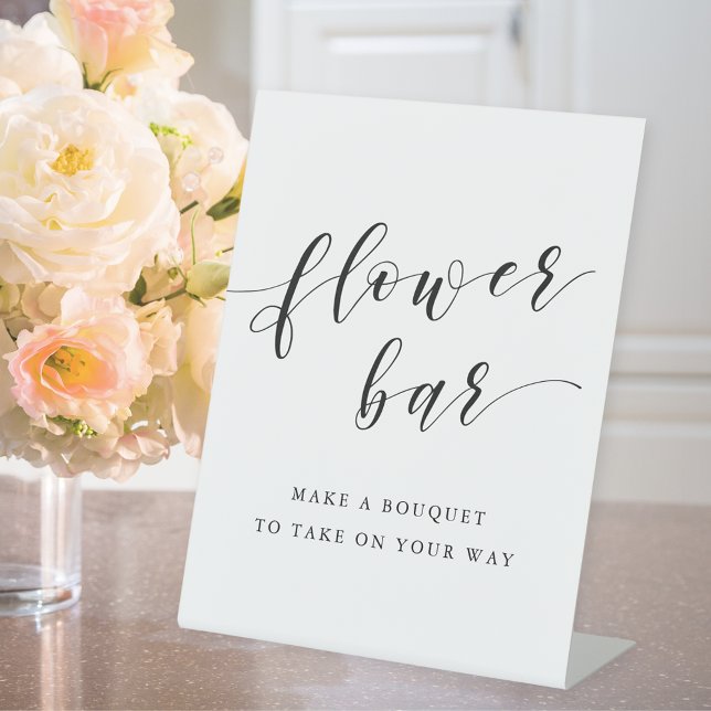 Signe De Table Bar de fleurs de mariage en calligraphie moderne (Créateur téléchargé)