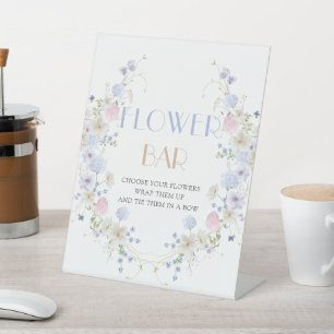 Signe De Table Bar de fleurs pour Baby Shower de fleurs sauvages