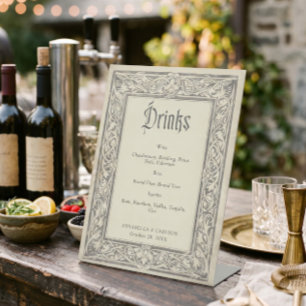 Signe De Table Bar de mariage noir vintage médiéval fantastique