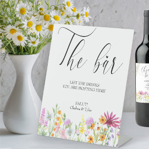 Signe De Table Bar de mariage Prairie de fleurs sauvages