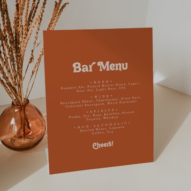 Signe De Table Bar de mariage simple en terre cuite formel (Créateur téléchargé)