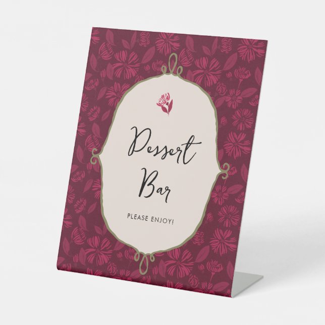 Signe De Table Bar-dessert Floral Bourgogne (Recto)