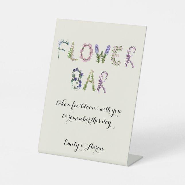 Signe De Table Bar Fleur - Bar Bouquet Personnalisable (Recto)