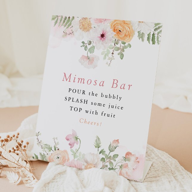 Signe De Table Bar Jane Blush Fleurs et Mimosa Prosecco (Créateur téléchargé)