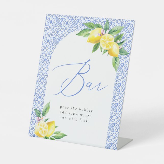 Signe De Table Bar Lemon italien Carrelage bleu Positano (Recto)