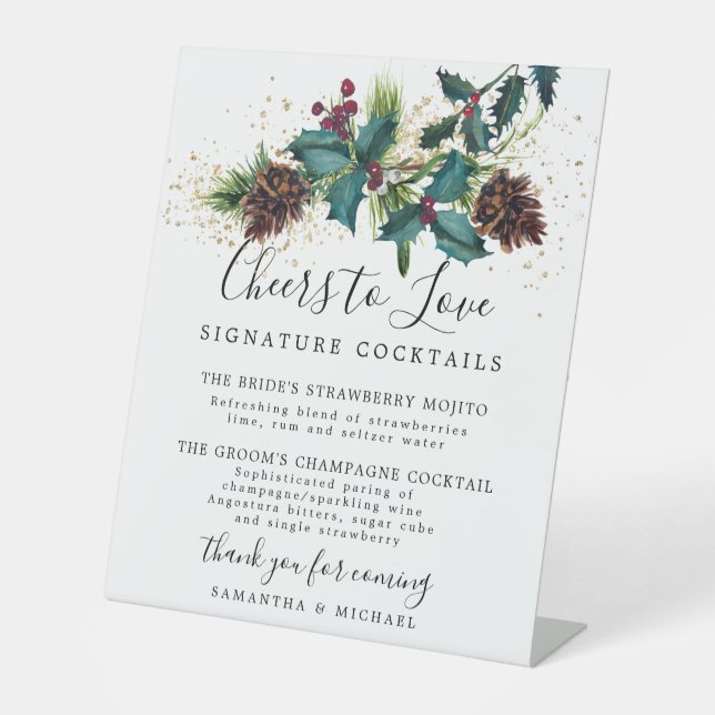 Signe De Table Bar Mariage Holly and Berries Cocktails (Recto)