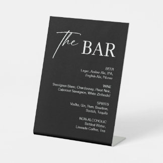 Signe De Table Bar Mariage noir moderne