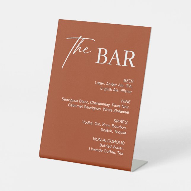 Signe De Table Bar Mariage Terracotta (Recto)