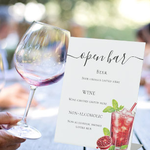 Signe De Table Bar menu boisson rouge