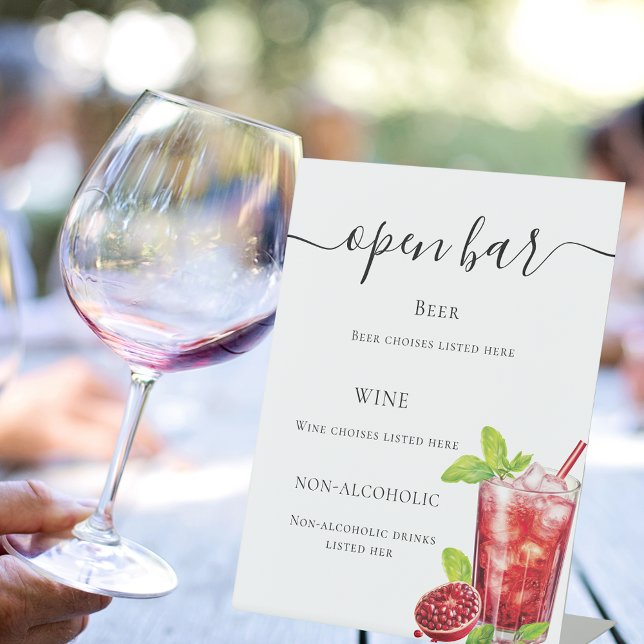 Signe De Table Bar menu boisson rouge (Créateur téléchargé)