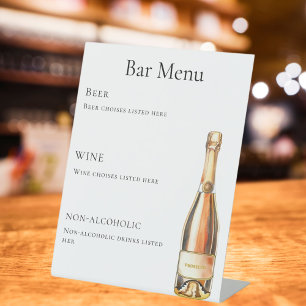 Signe De Table Bar menu bouteille de vin Prosecco