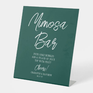 Signe De Table Bar Mimosa Accueille Script Moderne Emerald Green