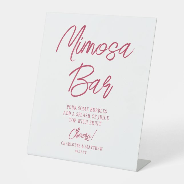 Signe De Table Bar Mimosa Accueille Script Moderne Viva Magenta (Recto)