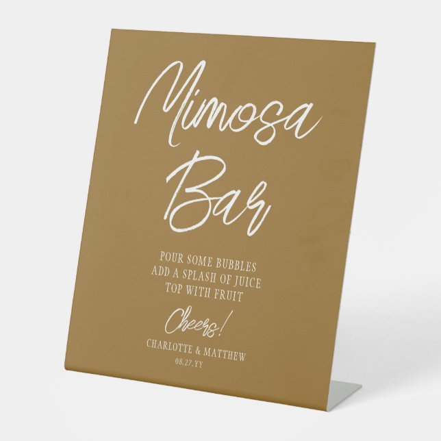 Signe De Table Bar Mimosa Chefs Moderne Script manuscrit Or (Recto)