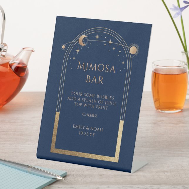 Signe De Table Bar Mimosa Nuit Céleste Or Mariage (In SItu)