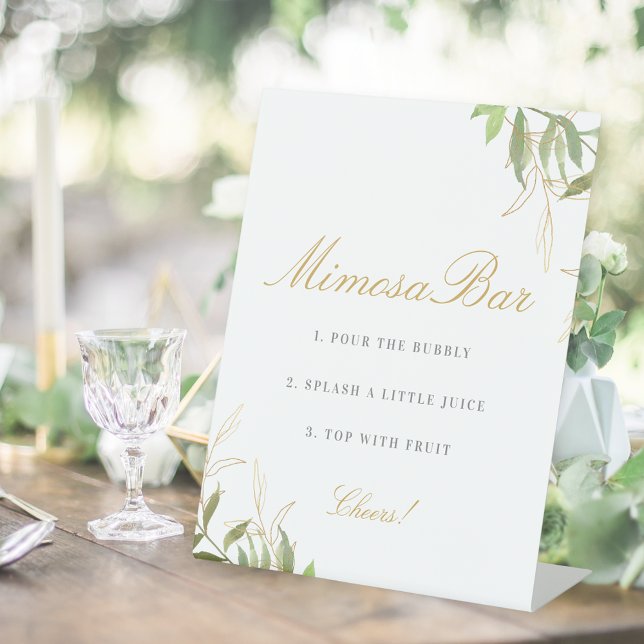 Signe De Table Bar Mimosa verdure et or (Créateur téléchargé)