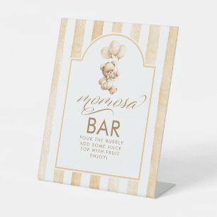 Signe De Table Bar Momosa Teddy Bear Beige Rayures Baby Shower