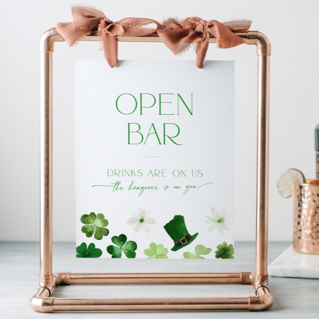 Signe De Table Bar ouvert à la douche de mariée St. Patrick's Day (Open bar sign for St. Patricks Day)