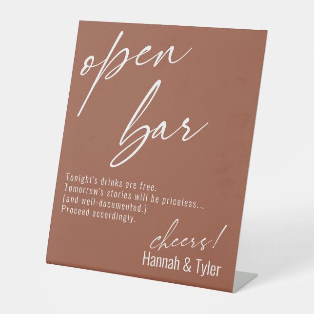 Signe De Table Bar Ouvert en Terre Cuite avec Écriture Manuscrite (Recto)