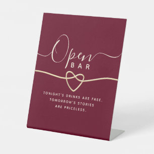 Signe De Table Bar ouvert mariage rouge Bourgogne