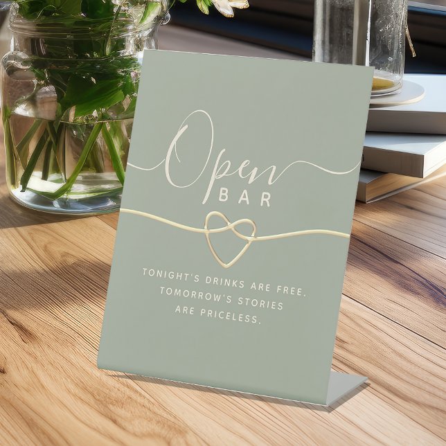 Signe De Table Bar Ouvert Mariage Vert Sauge (Créateur téléchargé)