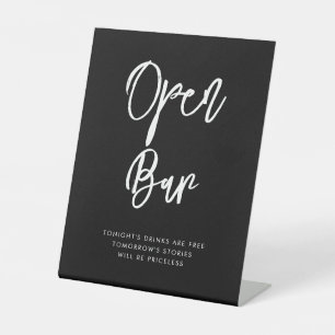Signe De Table Bar Ouvert noir contemporain moderne