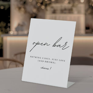 Signe De Table Bar ouvert pour mariage minimaliste