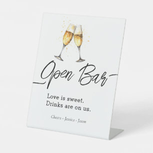 Signe De Table Bar ouvert simple événement aquarelle de mariage