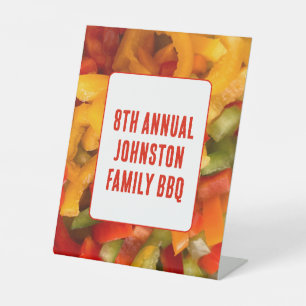 Signe De Table Barbecue d'été Vibrant Photo BBQ Réunion de famill