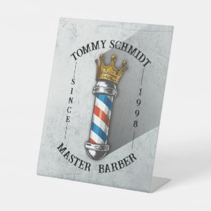 Signe De Table Barber Hair Shop King Crown Barber Pole Hair Salon
