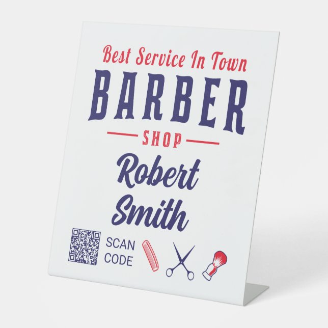 Signe De Table Barber Hair Styliste QR Code Barbershop (Recto)