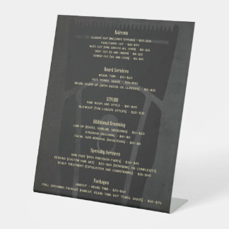 Signe De Table Barber Shop Barbershop Tarifs Menu Service