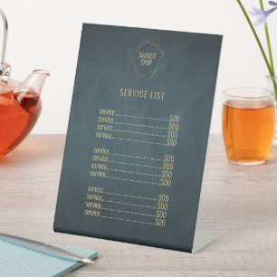 Signe De Table Barber shop marine or élégant service vintage menu