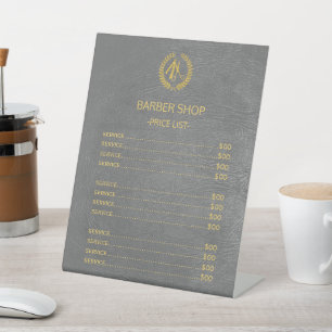 Signe De Table Barbershop faux cuir gris liste de prix services