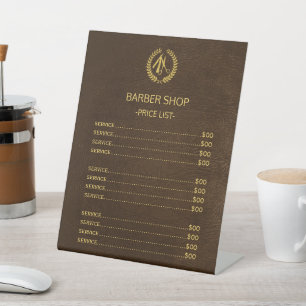 Signe De Table Barbershop faux cuir marron liste de prix services