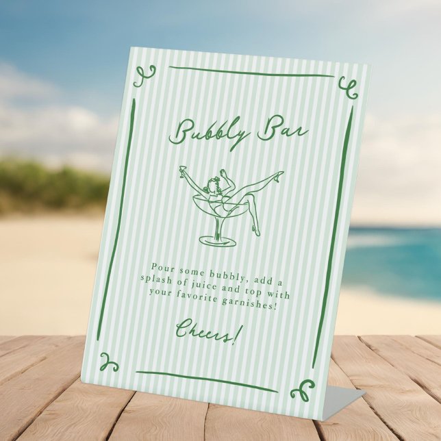 Signe De Table Barre à bulles verte à main blanche (Créateur téléchargé)