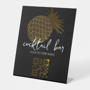 Signe De Table Barre à cocktails du menu numérique QR Code