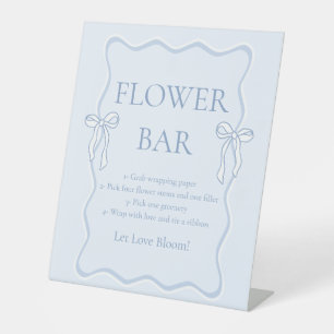 Signe De Table Barre à fleurs de Fête des mariées à cou bleu