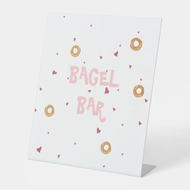 Signe De Table "BARRE BAGEL" | Coeurs et bagages blancs mignons (Recto)